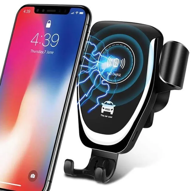 10W Qi Car Wireless Charger For iPhone - 360 Rotation 3.0 Fast Charging & USB C Cable Support