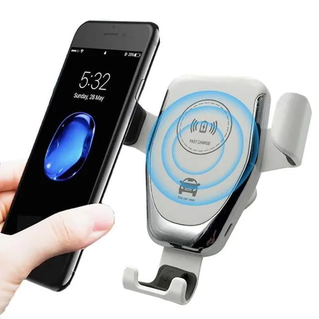 10W Qi Car Wireless Charger For iPhone - 360 Rotation 3.0 Fast Charging & USB C Cable Support