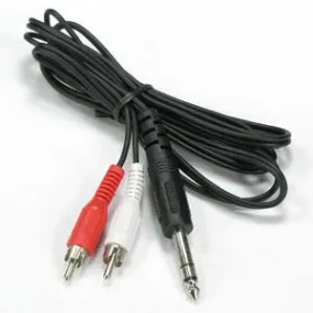 15Ft 1/4" Stereo Plug to 2 x RCA Plug