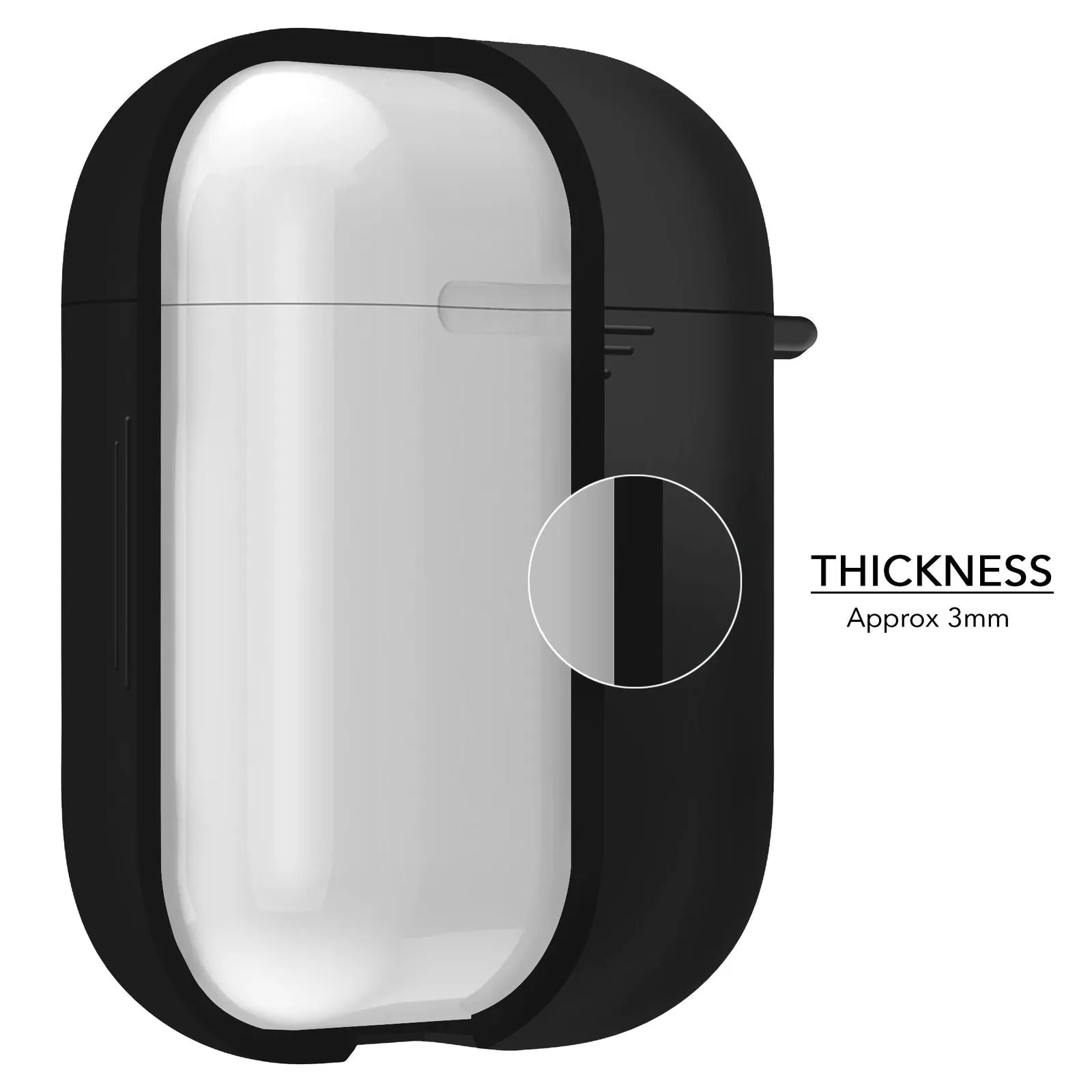 2 in 1 Apple Airpods Silicone Case Earphones Charge Skin Cover Black