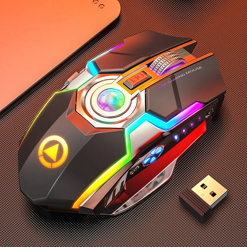 2.4GHz Wireless Optical Gaming Mouse with RGB Backlight & Mute Buttons for Windows/Mac