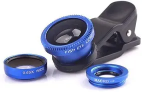 3 in 1 Cell Phone Camera Lens Kit -Fish Eye Lens, 2 in 1 Macro Lens & Wide Angle Lens Compatible for Android/iOS Devices