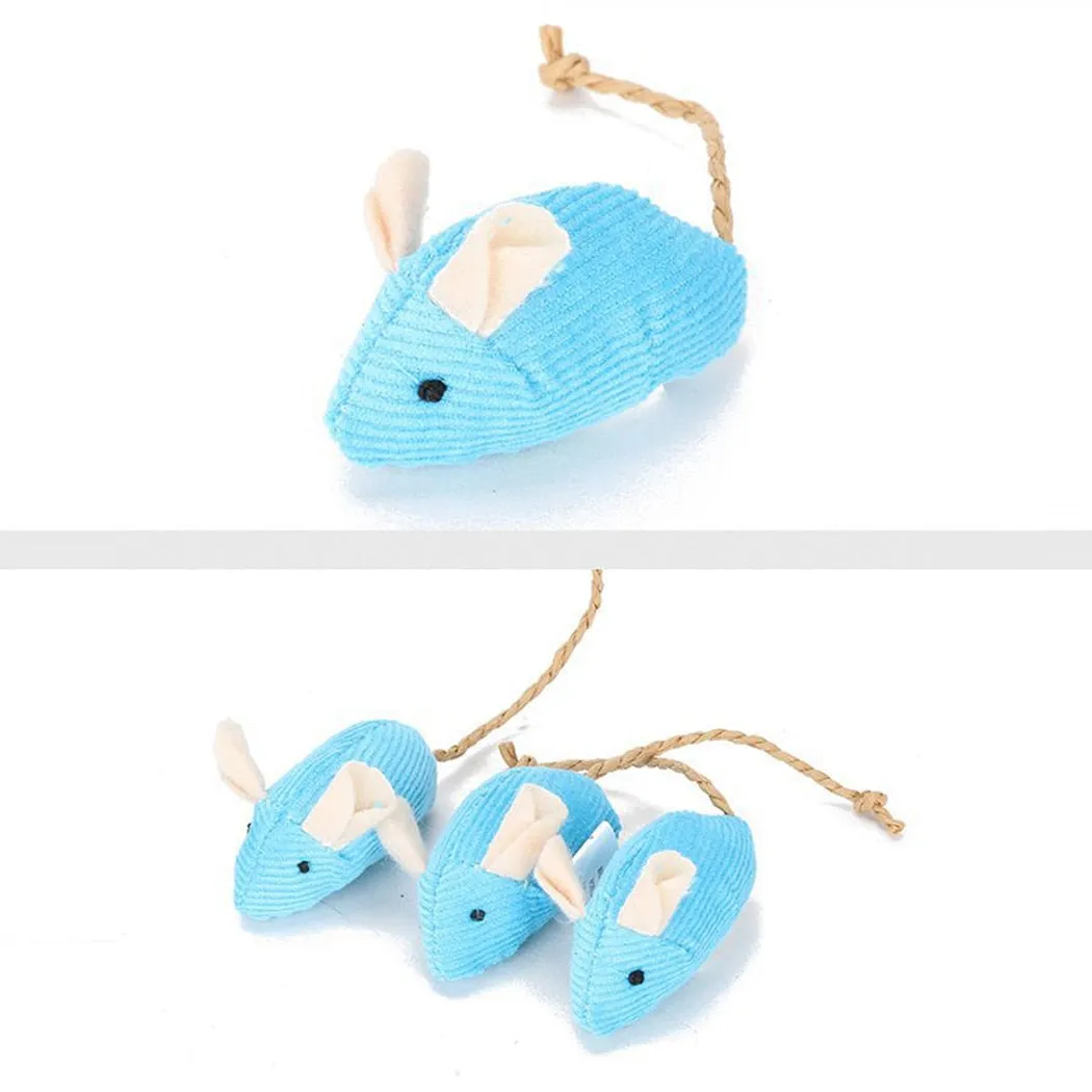 3 pieces Plush Mouse Scratch Bite Resistance Interactive Mouse Toy