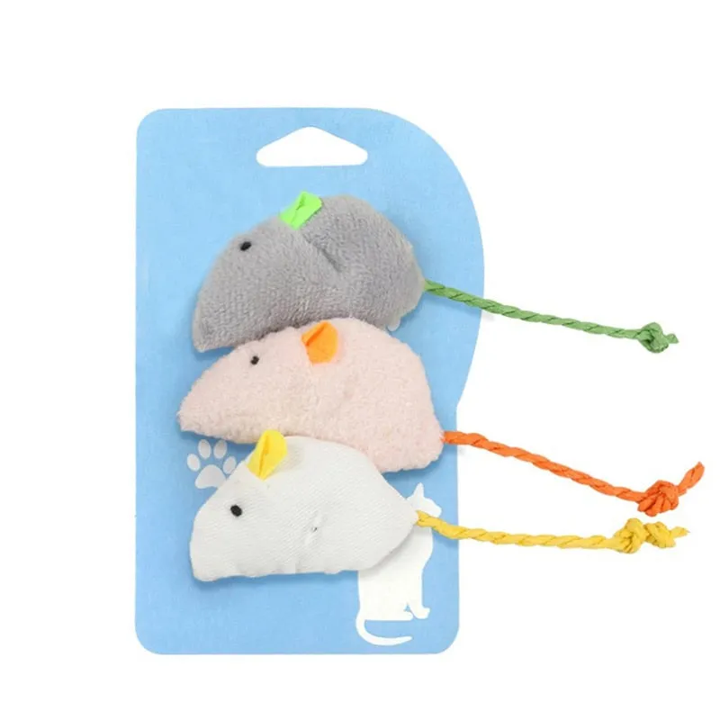 3 pieces Plush Mouse Scratch Bite Resistance Interactive Mouse Toy