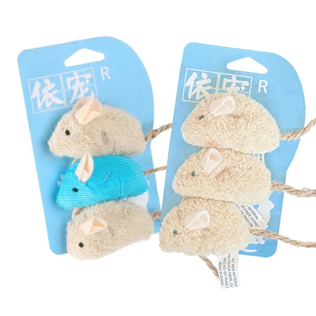 3 pieces Plush Mouse Scratch Bite Resistance Interactive Mouse Toy