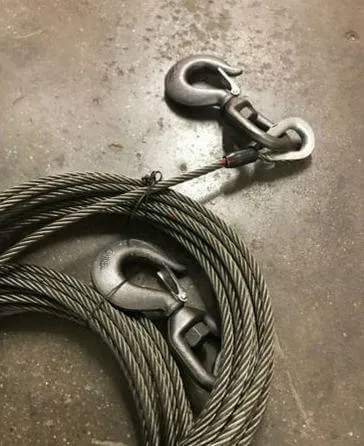 3/8" x 75' Steel Core Winch Line with Swivel Hook