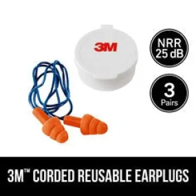 3M™ Corded Reusable Earplugs, 90716H3-DC, 3 pairs with case per pack, 10
packs/case