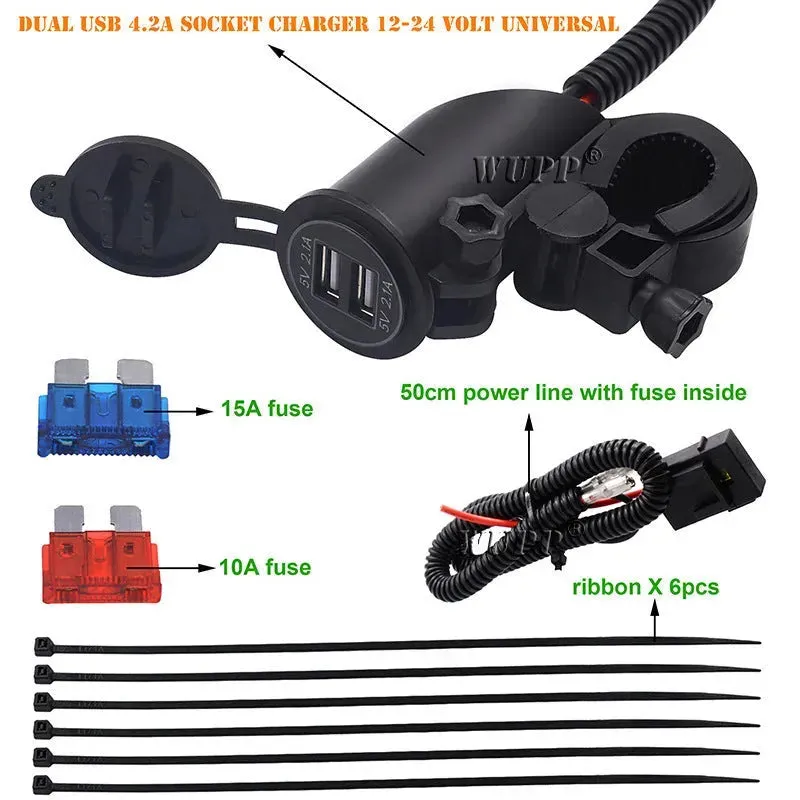 4.2A Dual USB Mobile Phone Motorcycle Car  Charger