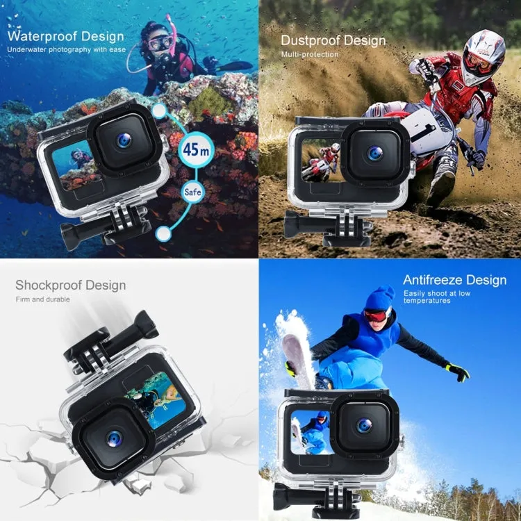 45m Waterproof Housing Protective Case with Buckle Basic Mount & Screw For GoPro HERO10 Black / HERO9 Black