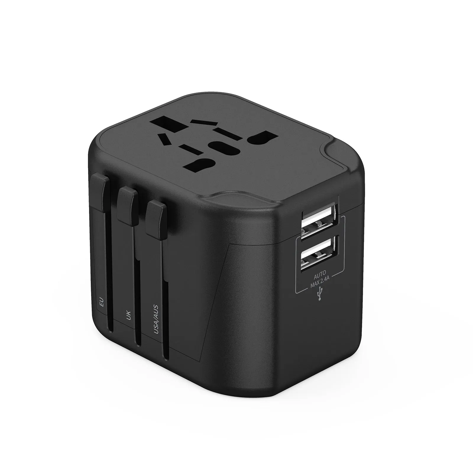 4PACK Travel Adapter Worldwide All in One Universal Wall AC Wall Charger Dual USB Ports Phone Laptop Black