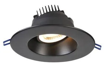 6 Inch Round Regressed Gimbal LED Downlight - High Output -18 Watt - 3000 Kelvin - Black Trim - 35 Degree Beam Spread - 1550 Lumen - Type IC Air-Tight Wet ES CRI 90 