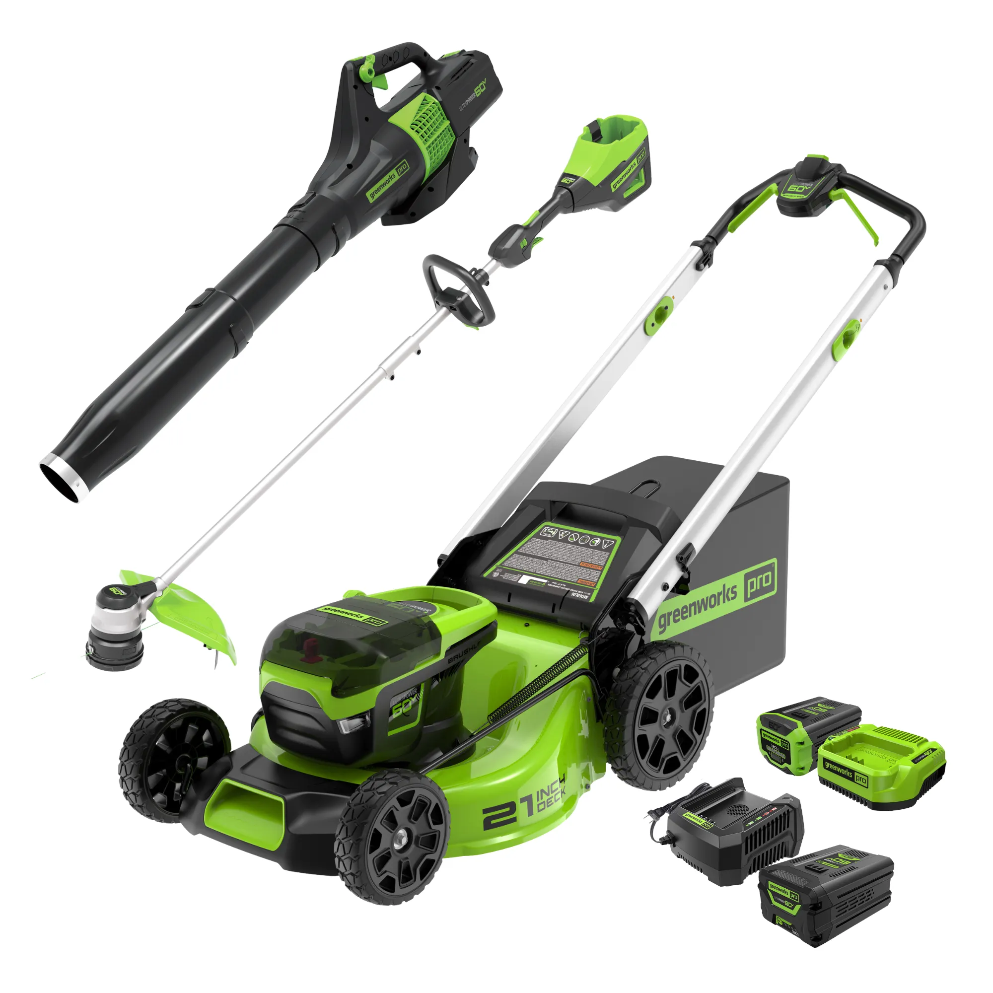 60V 21" Cordless Battery Push Mower 3pc Combo Kit w/ (1) 60V 5.0Ah and (1) 2.0Ah Battery & Chargers