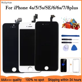 AAA   LCD Display For iPhone 6 7 8 6S Plus Touch Screen Replacement For iPhone 5 5C 5S SE No Dead Pixel Tempered Glass Tools TPU