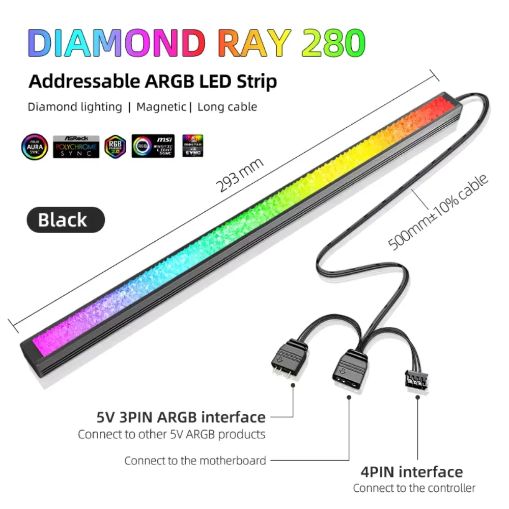 Acrylic Diamond ARGB LED Strip for PC 5V 3-pin ARGB LED 12inches