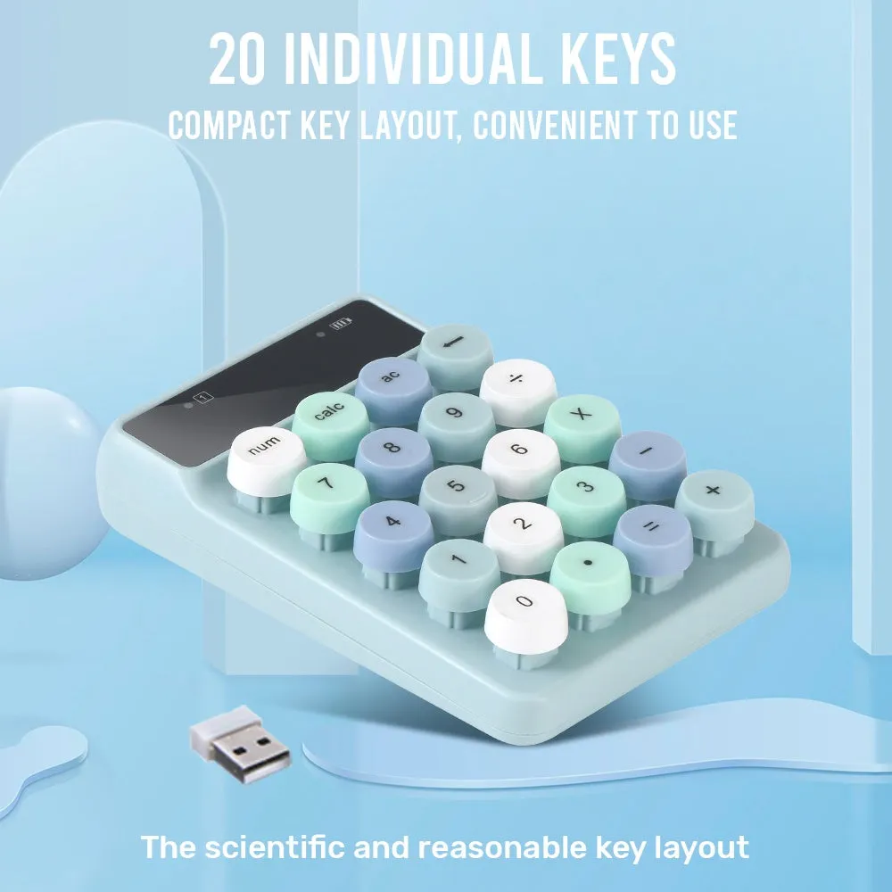 Alcatroz JellyBean Num A3 Bluetooth Number Pad | 2.4G Wireless | Free Rechargeable Battery