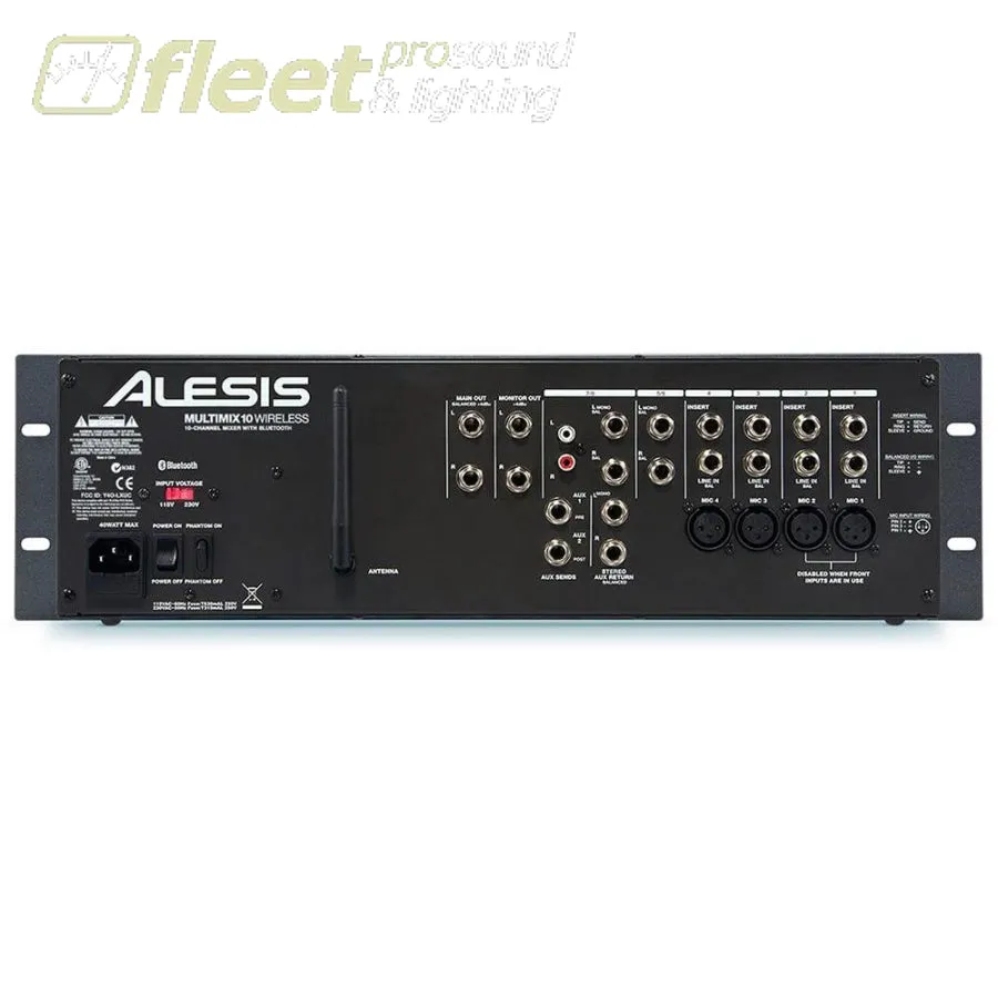 Alesis MultiMix10W Rackmount 10 Channel Mixer with Bluetooth