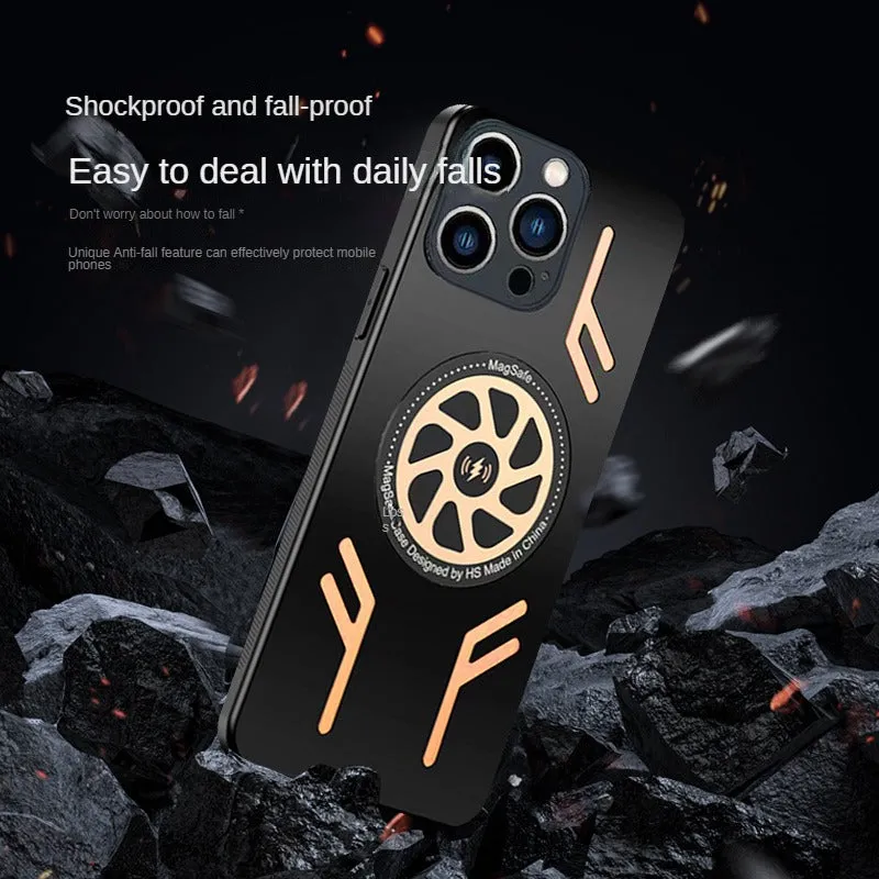 Aluminum Alloy Graphene Cooling Heat Dissipation Phone Cases with Magnetic Fan For iPhone