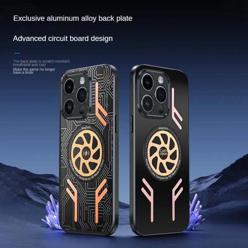 Aluminum Alloy Graphene Cooling Heat Dissipation Phone Cases with Magnetic Fan For iPhone