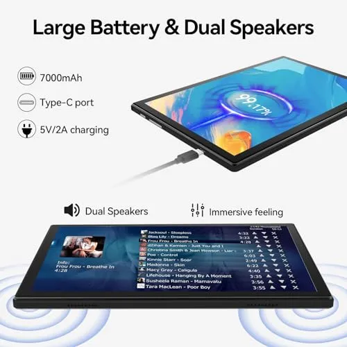 Android Tablet 10 Inch, 2024 Newest Android 13 Tablet, 128GB Storage 16GB RAM (8 8Virtual), Octa-Core Processor, 5G WiFi Tablet, 2 in 1 Tablet with Keyboard and Case, 13MP 8MP Dual Camera, GPS, Black