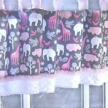 Animal Cookies Pink Window Valance