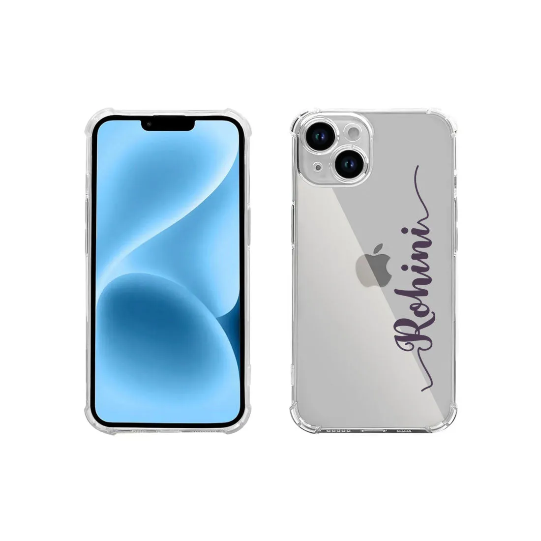 Apple I Phone 13 Case with Name Customized TPU Clear Cover with Camera Protection