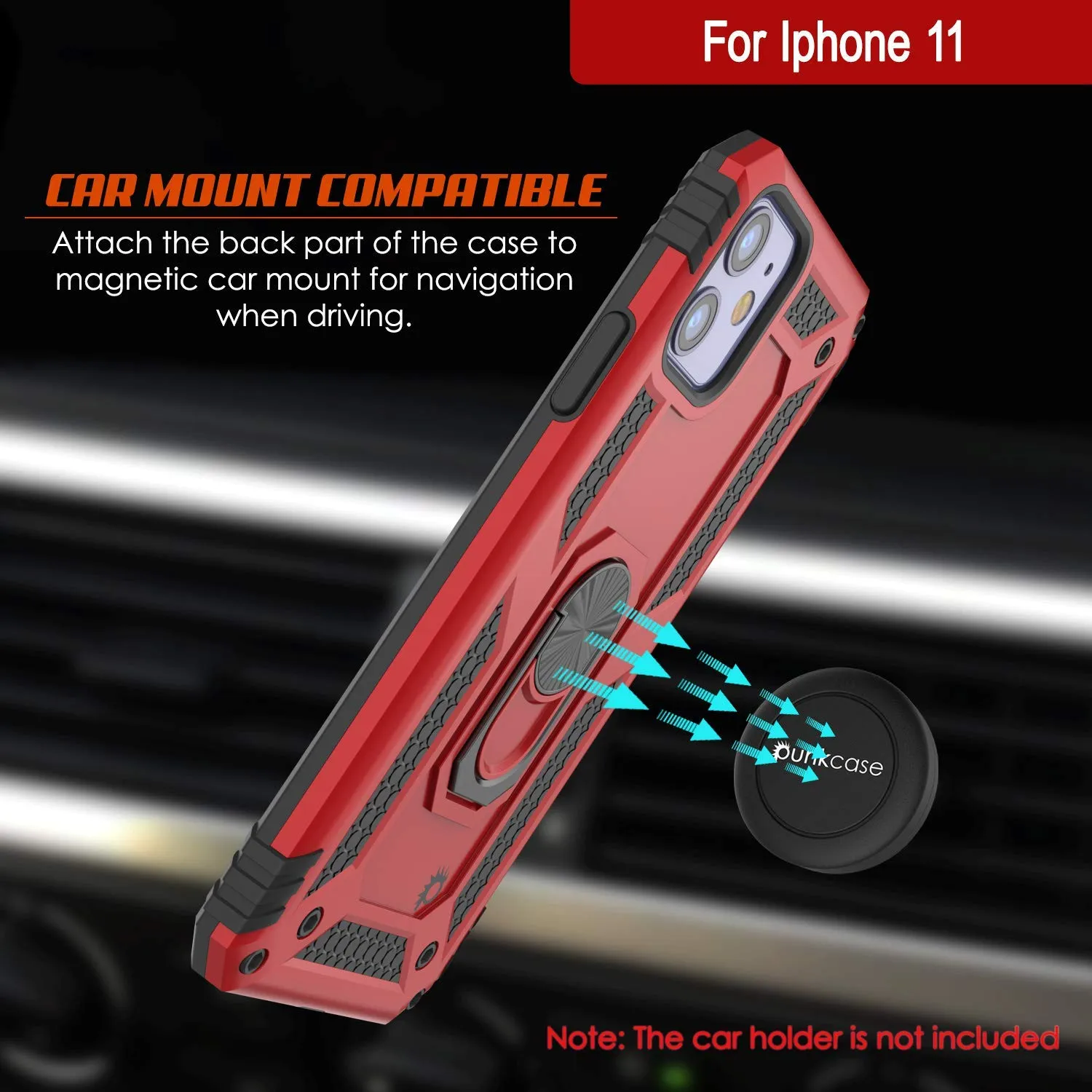 Apple iPhone 11  Punkcase ArmorShield Military Style Case Red