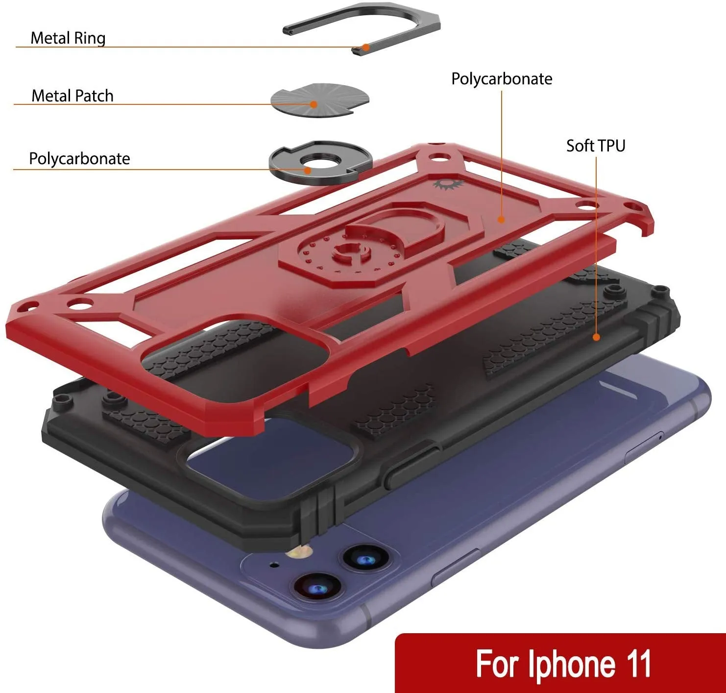 Apple iPhone 11  Punkcase ArmorShield Military Style Case Red