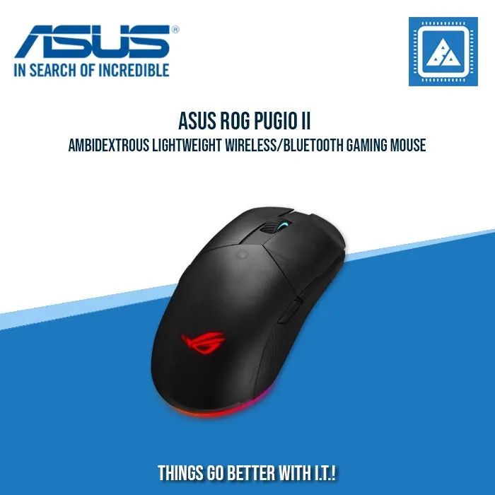 ASUS ROG PUGIO II AMBIDEXTROUS LIGHTWEIGHT WIRELESS/BLUETOOTH GAMING MOUSE