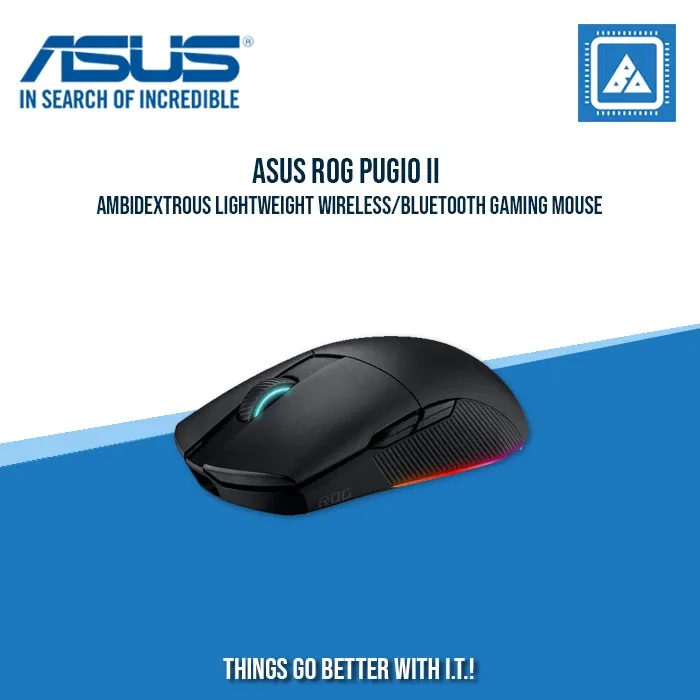 ASUS ROG PUGIO II AMBIDEXTROUS LIGHTWEIGHT WIRELESS/BLUETOOTH GAMING MOUSE