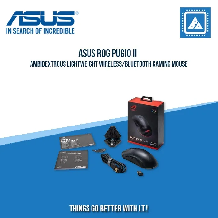 ASUS ROG PUGIO II AMBIDEXTROUS LIGHTWEIGHT WIRELESS/BLUETOOTH GAMING MOUSE