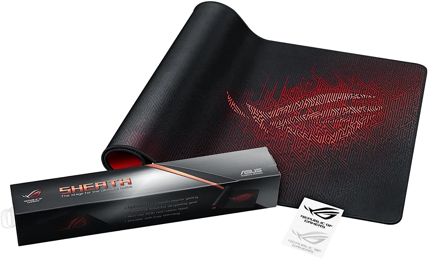 ASUS ROG Sheath Extended Gaming Mouse Pad - Ultra-Smooth Surface for Pixel-Precise Mouse Control | Durable Anti-Fray Stitching | Non-Slip Rubber Base | Light & Portable