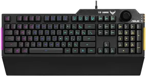 ASUS TUF K1 Gaming Keyboard - Programmable, RGB Lighting, Volume Knob, Detachable Wrist Rest, Spill-Resistant, Durable - Black