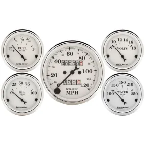 Auto Meter Old Tyme White Street Rod Kit - Includes 3-1/8 in. 120 MPH Mechanical Speedometer