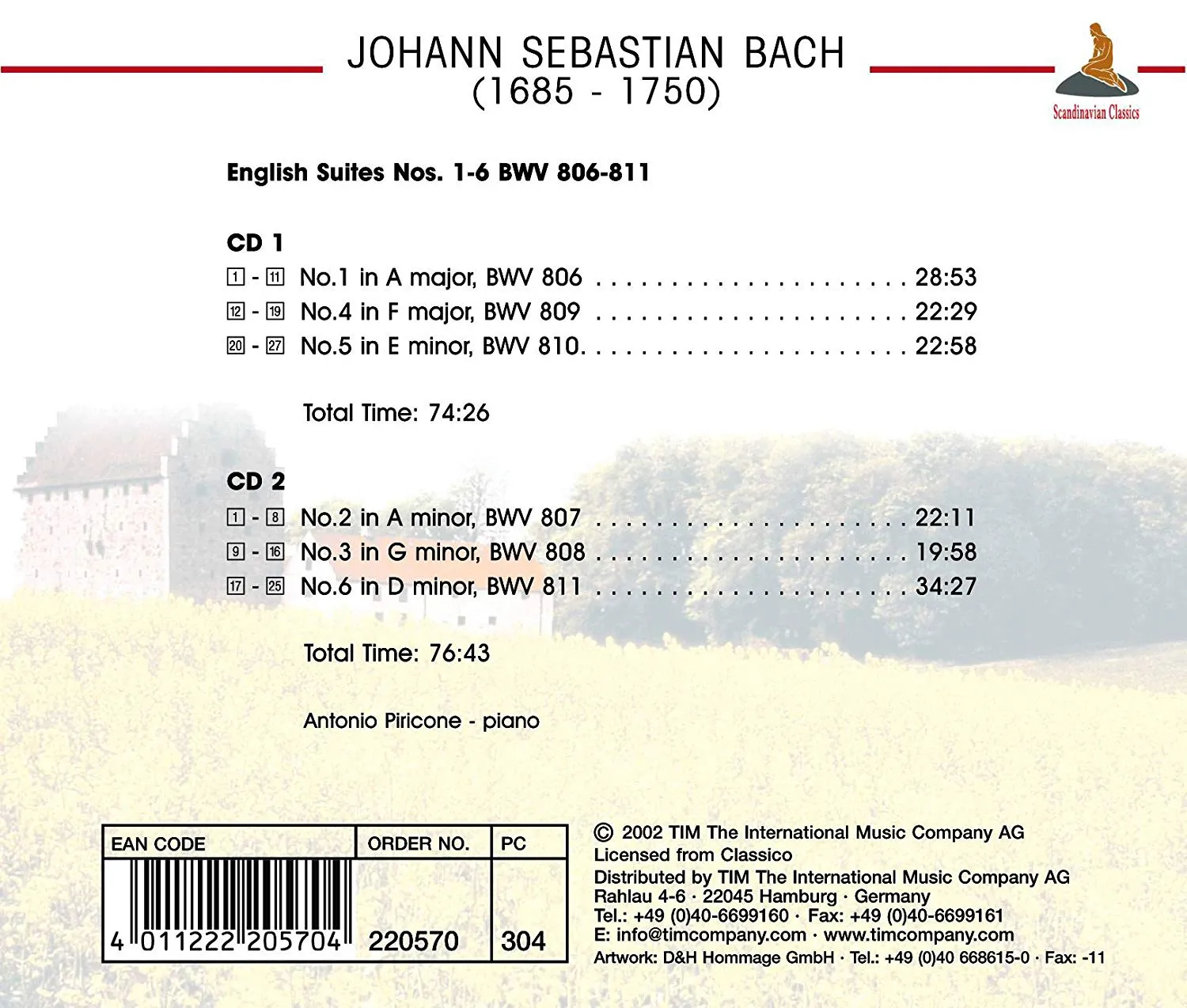 BACH: The Complete English Suites - Antonio Piricone (2 CDS)