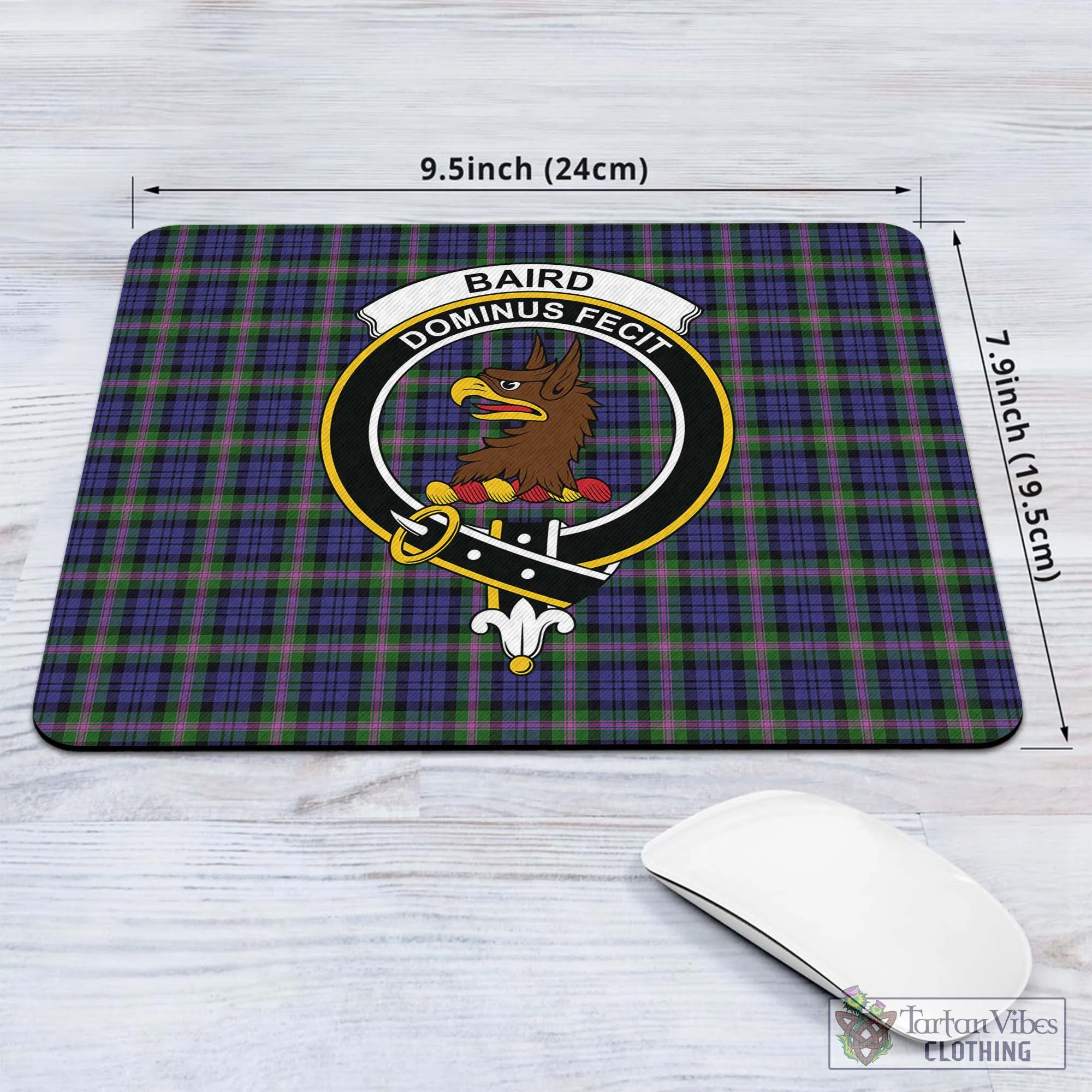 Baird Modern Tartan Mouse Pad with Family Crest