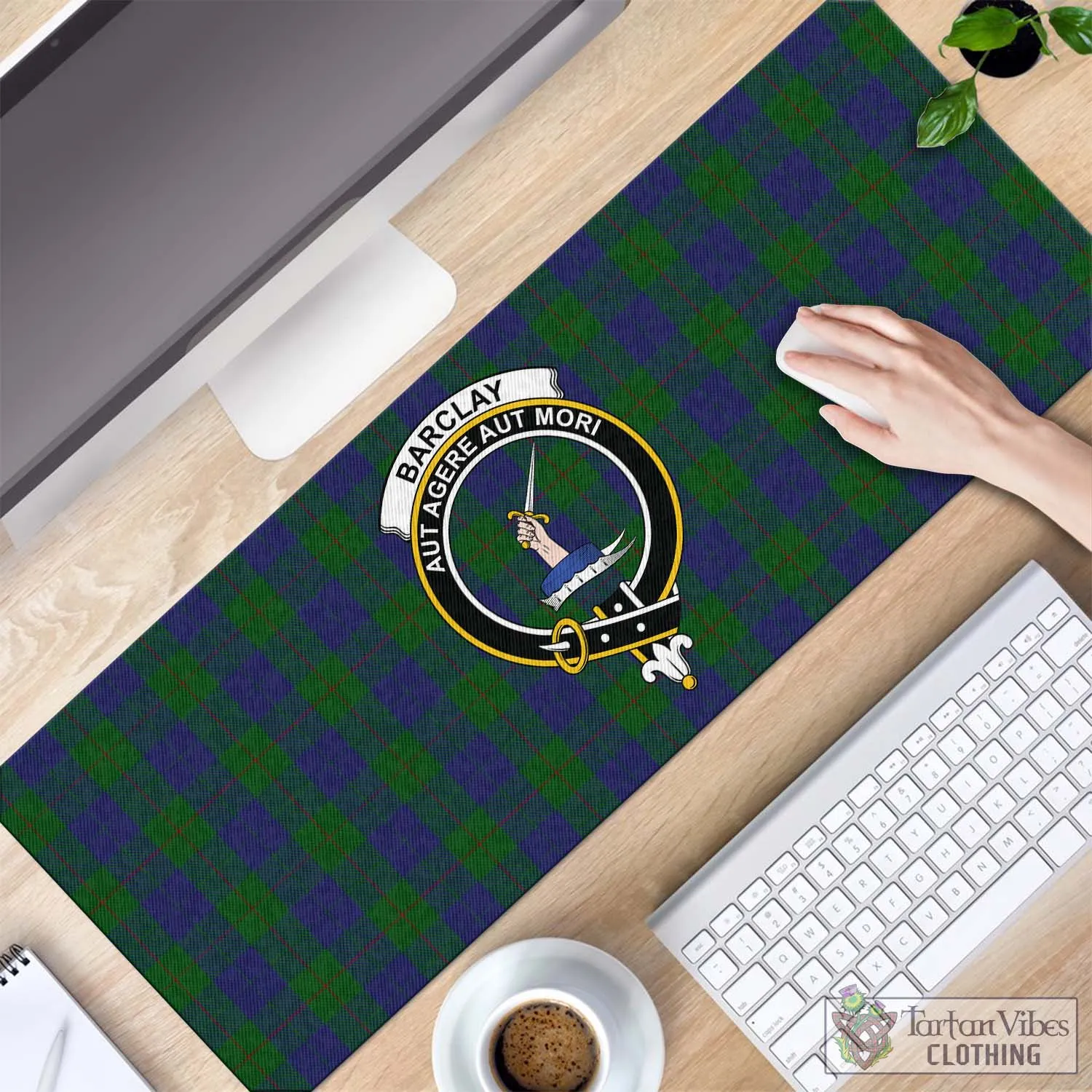 Barclay Tartan Mouse Pad with Family Crest