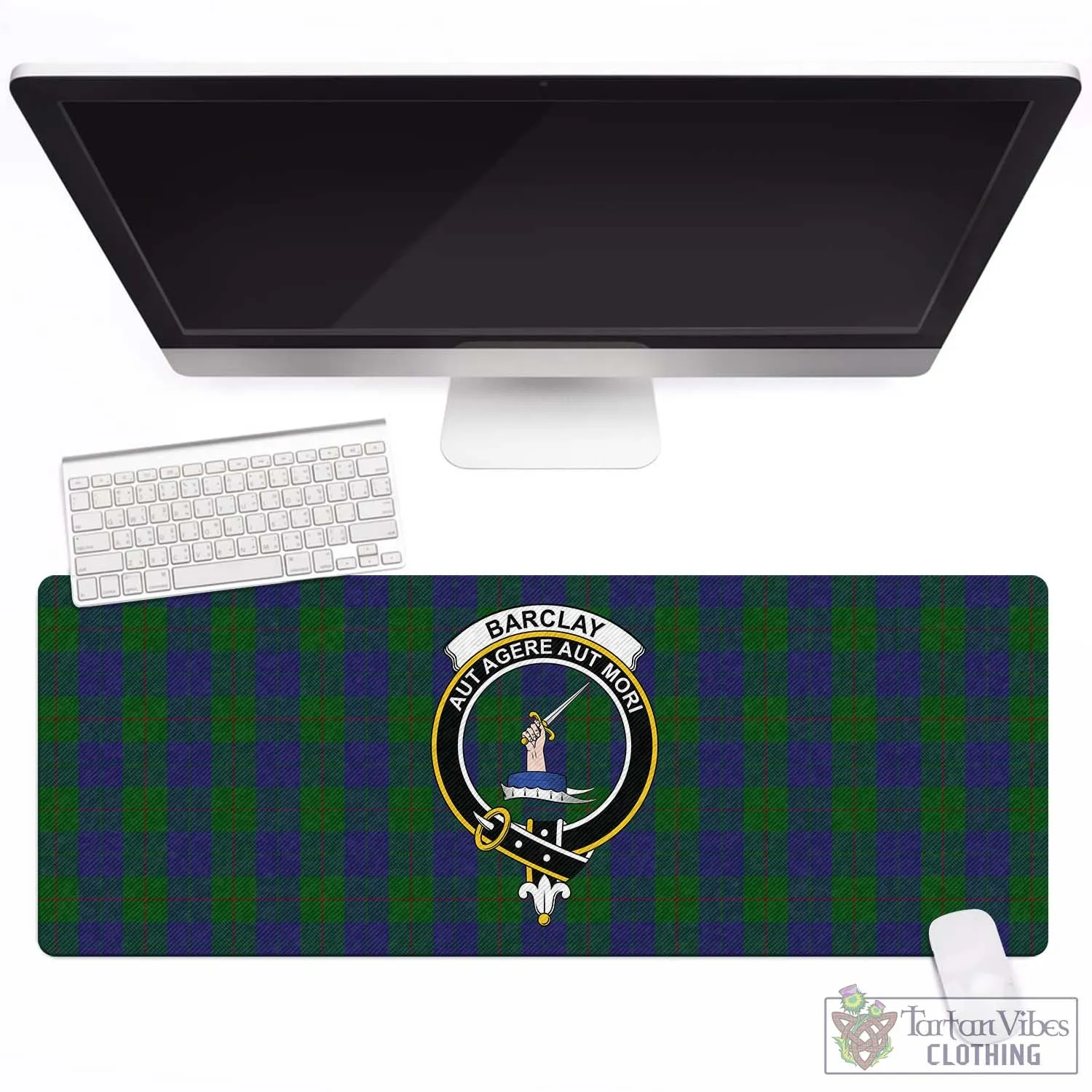 Barclay Tartan Mouse Pad with Family Crest