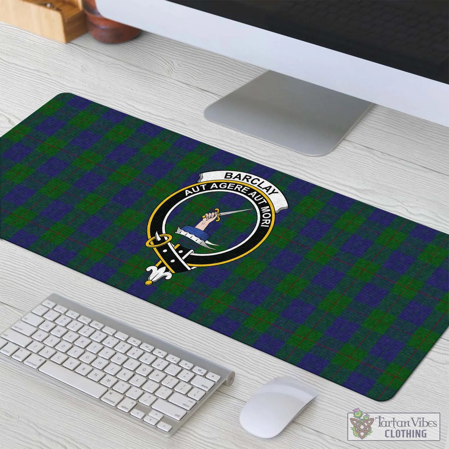 Barclay Tartan Mouse Pad with Family Crest