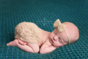 Beige Newborn Mohair Skirt and Headband Set