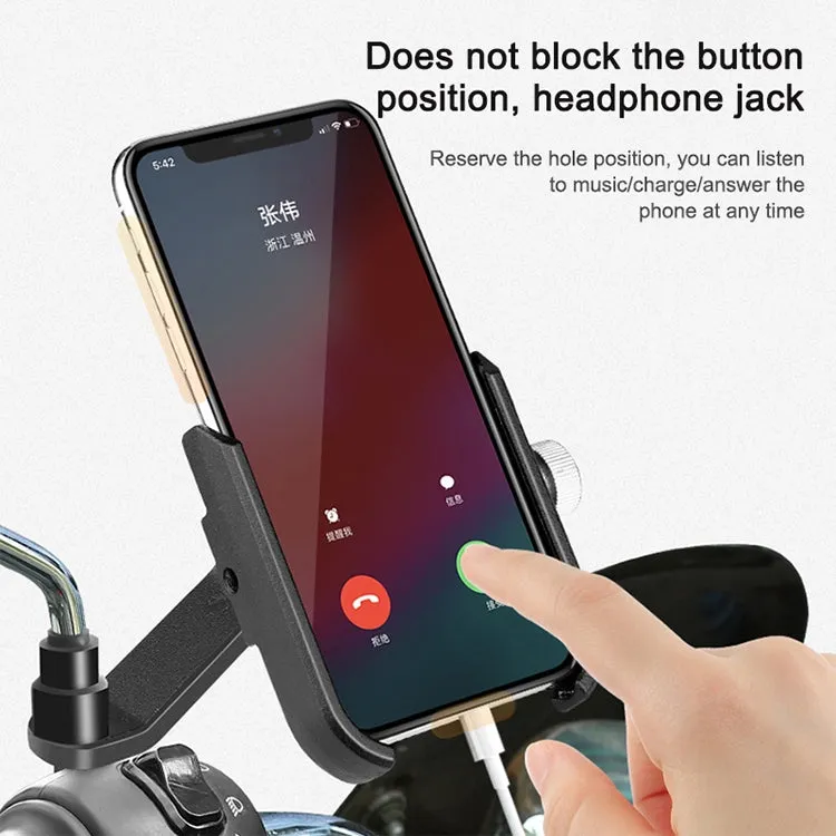 Bicycle Mobile Phone Holder Motorcycle Electric Car Navigation Mobile Phone Holder, Style:Rearview Mirrors(Black)