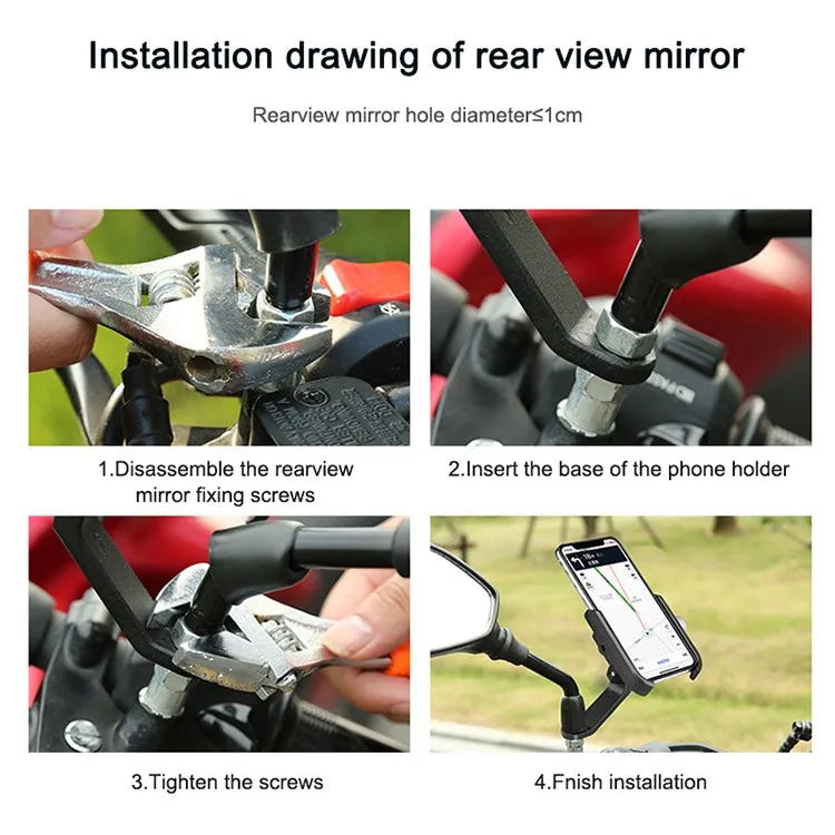 Bicycle Mobile Phone Holder Motorcycle Electric Car Navigation Mobile Phone Holder, Style:Rearview Mirrors(Black)