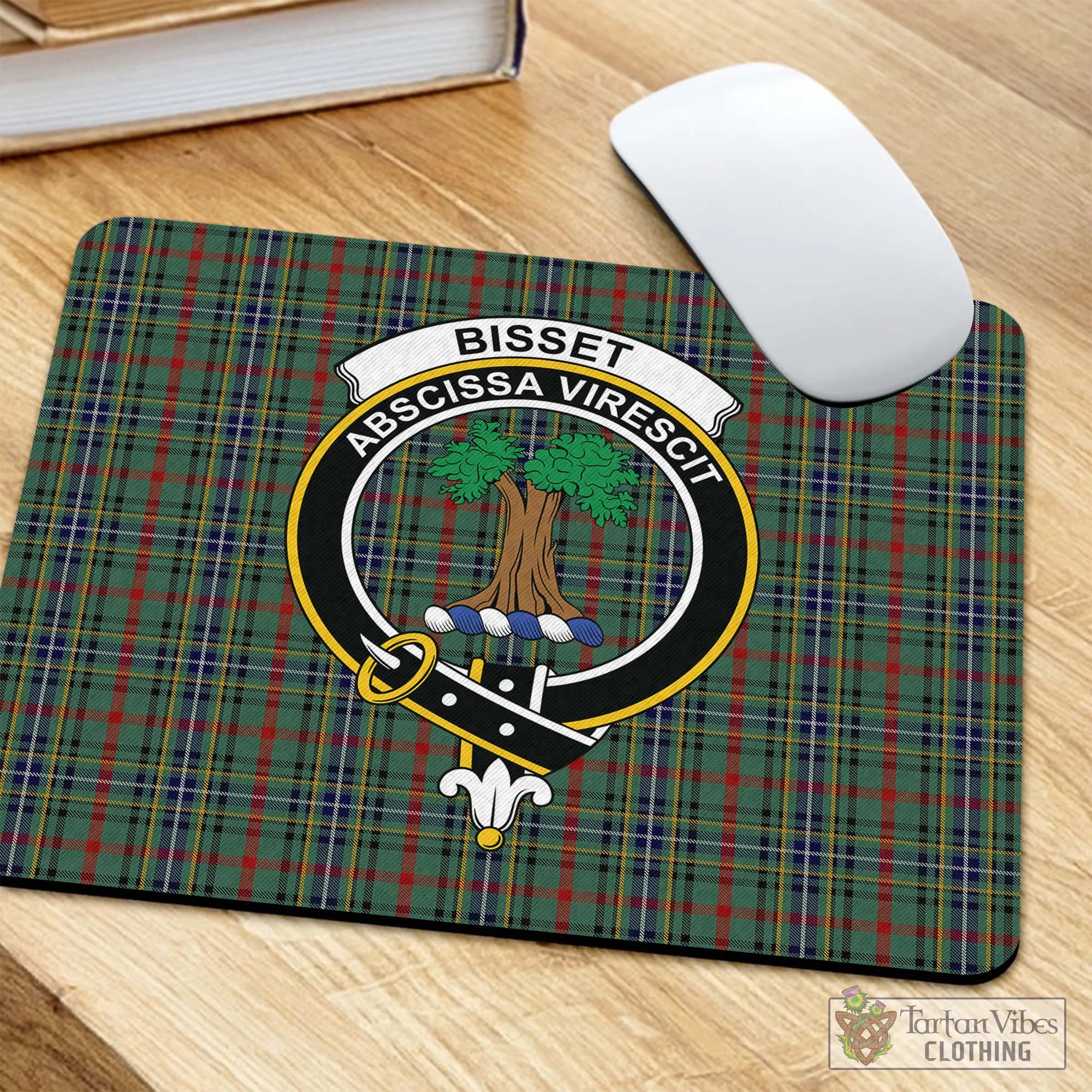 Bisset Tartan Mouse Pad with Family Crest