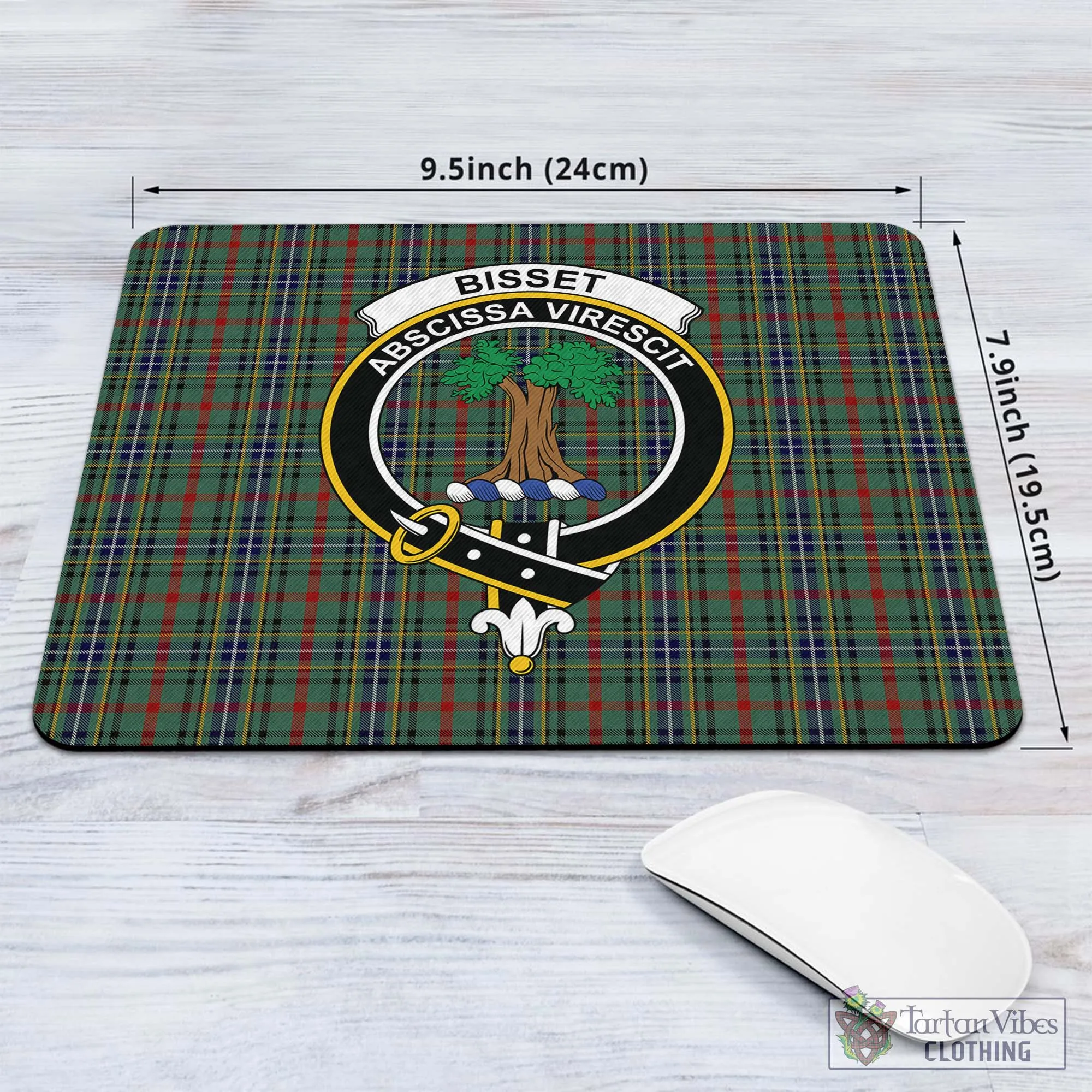 Bisset Tartan Mouse Pad with Family Crest