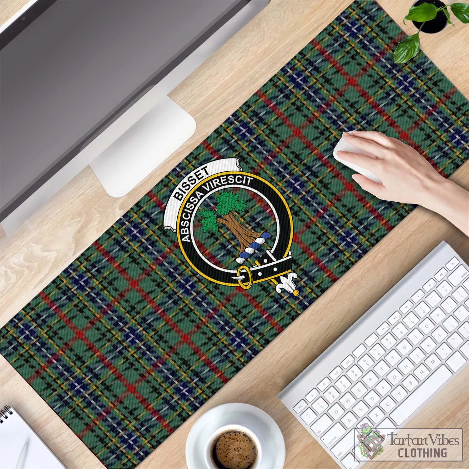 Bisset Tartan Mouse Pad with Family Crest