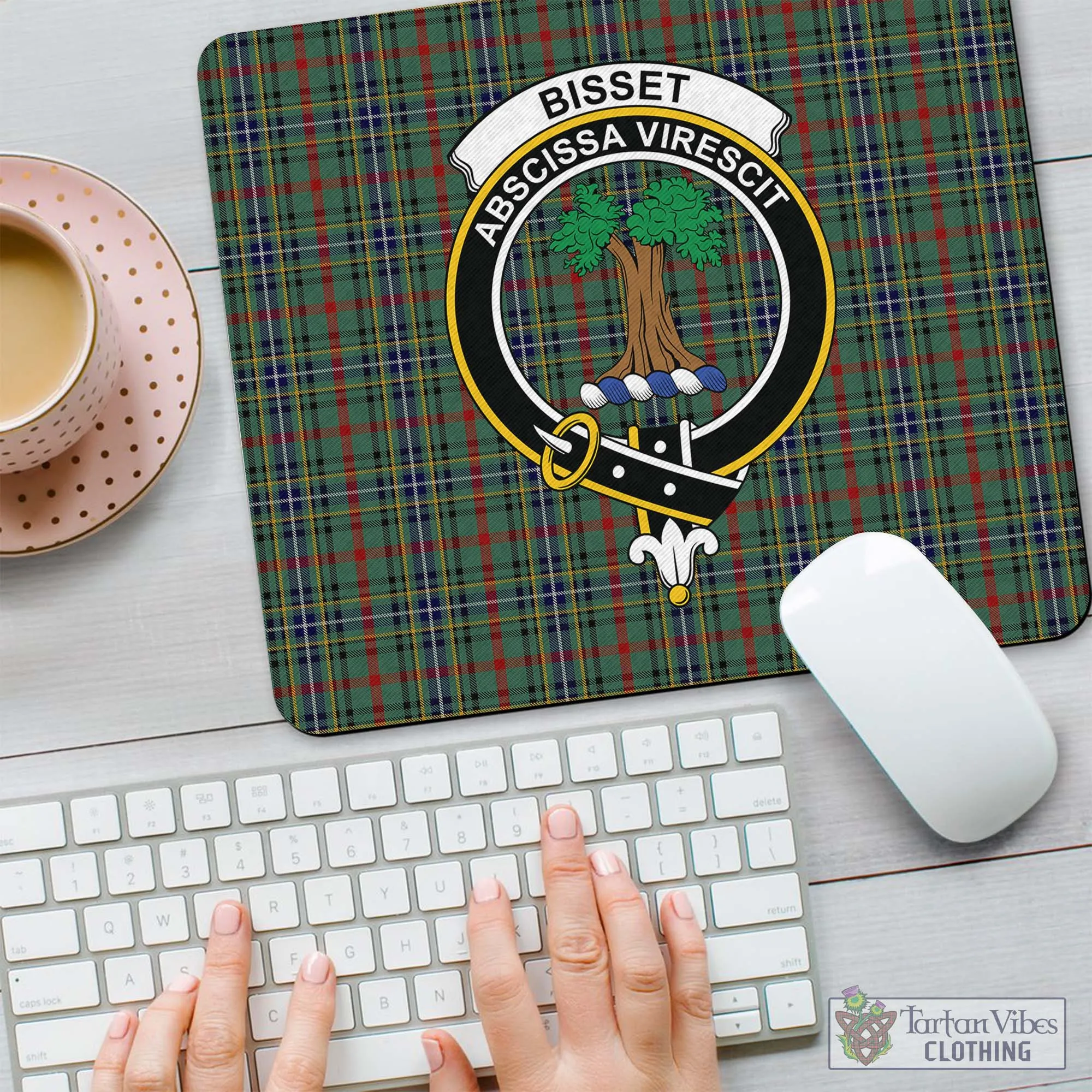 Bisset Tartan Mouse Pad with Family Crest