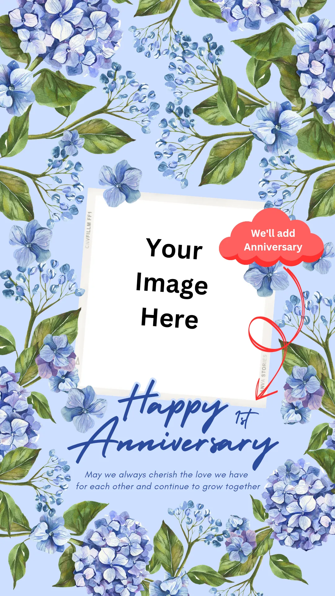 Blue Floral Happy Anniversary Customized iPhone Case