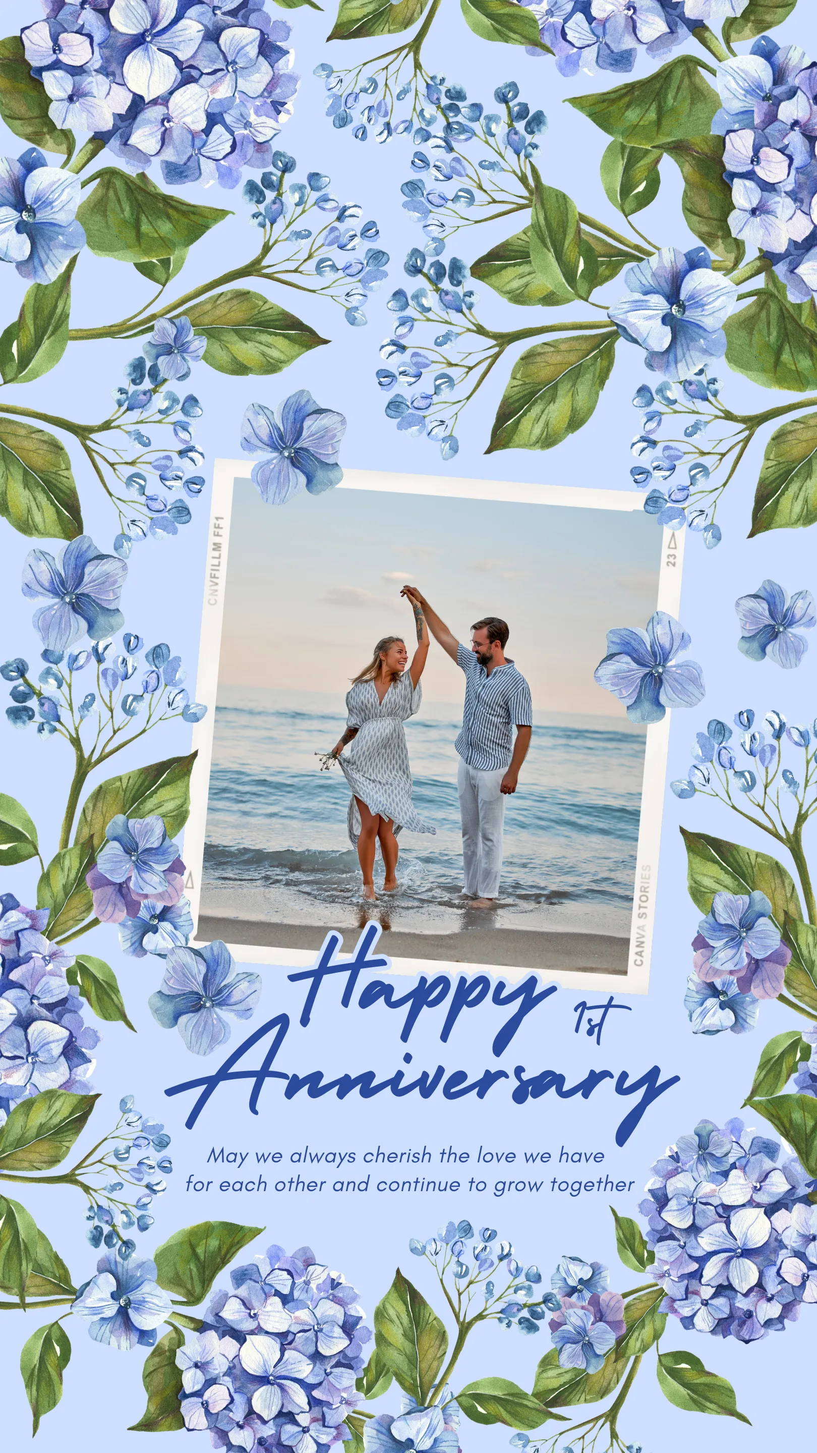 Blue Floral Happy Anniversary Customized iPhone Case