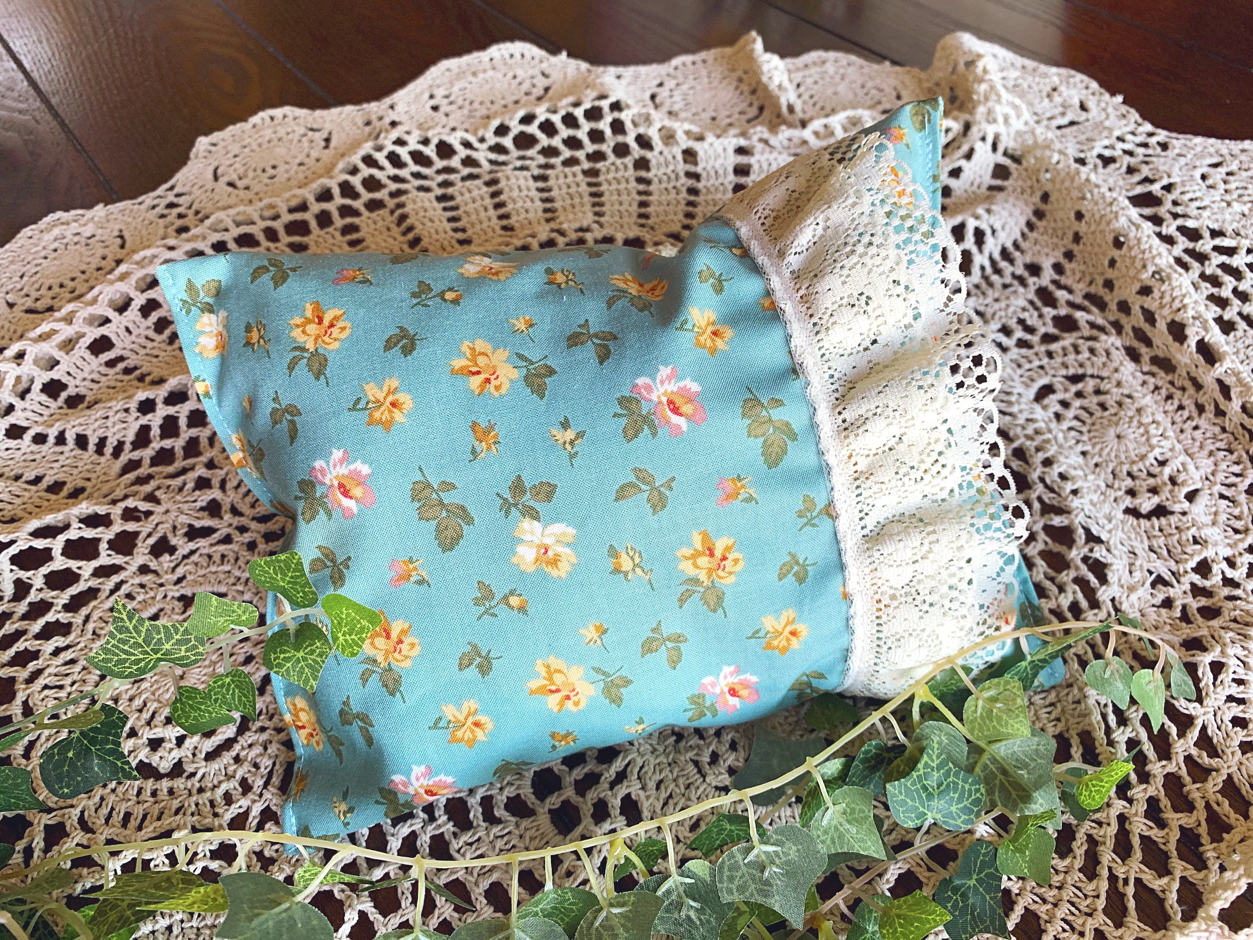 Blue Floral Newborn Fabric Posing Pillow