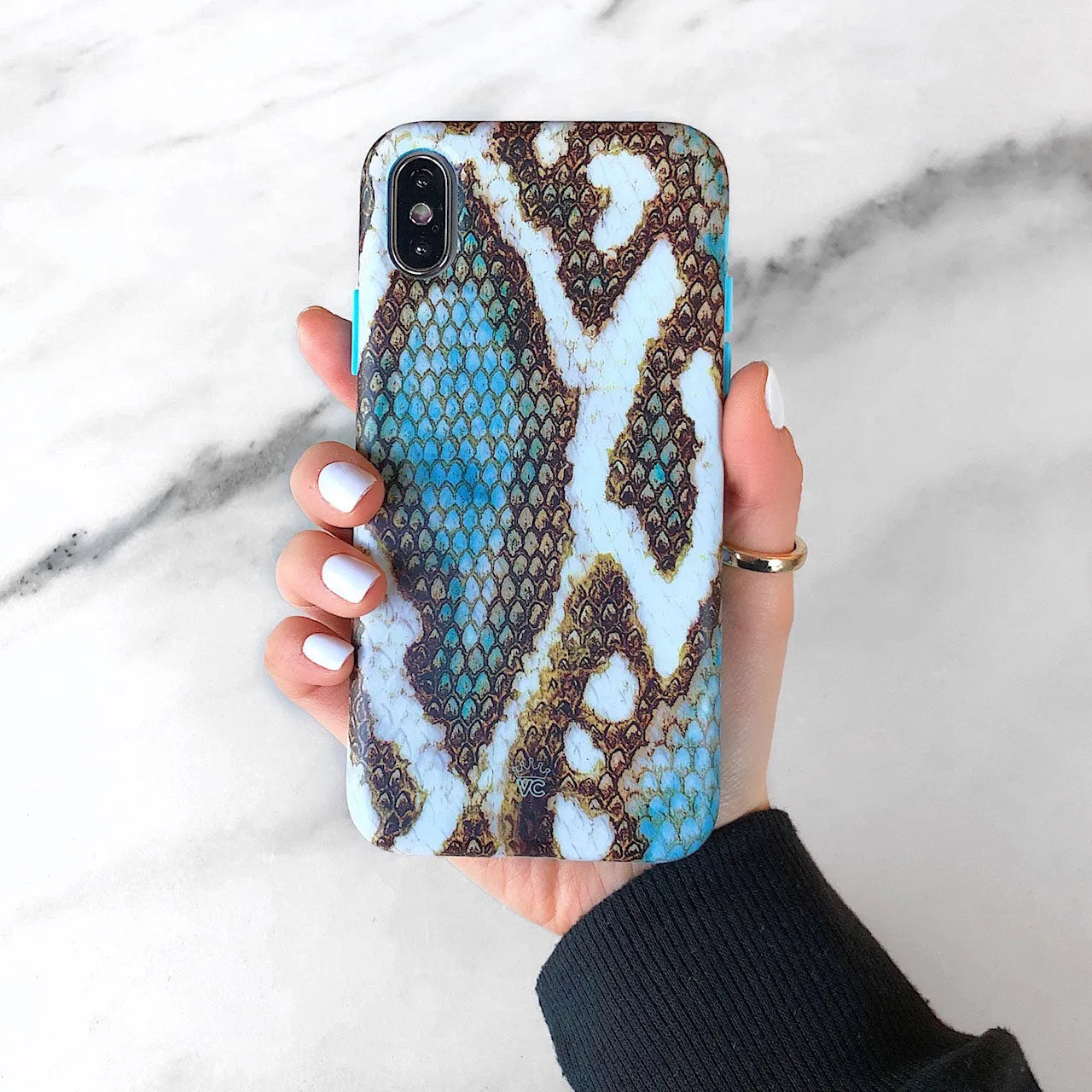 Blue Snakeskin iPhone Case