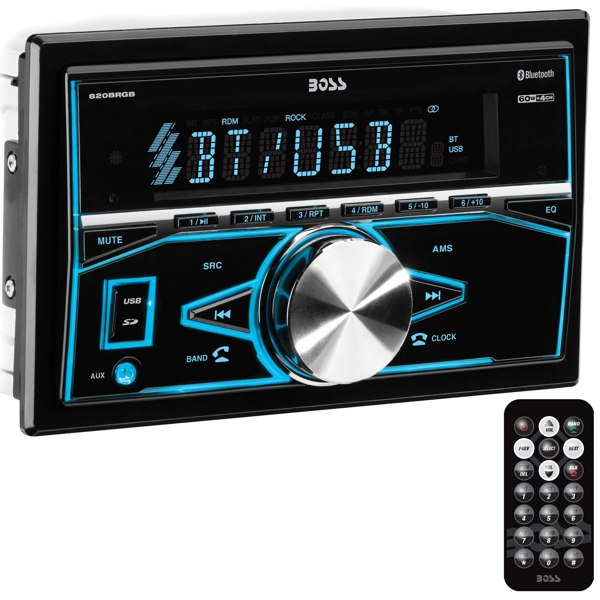 Boss Audio 820BRGB Car Stereo - Double Din, Bluetooth, MP3/USB AM/FM Radio